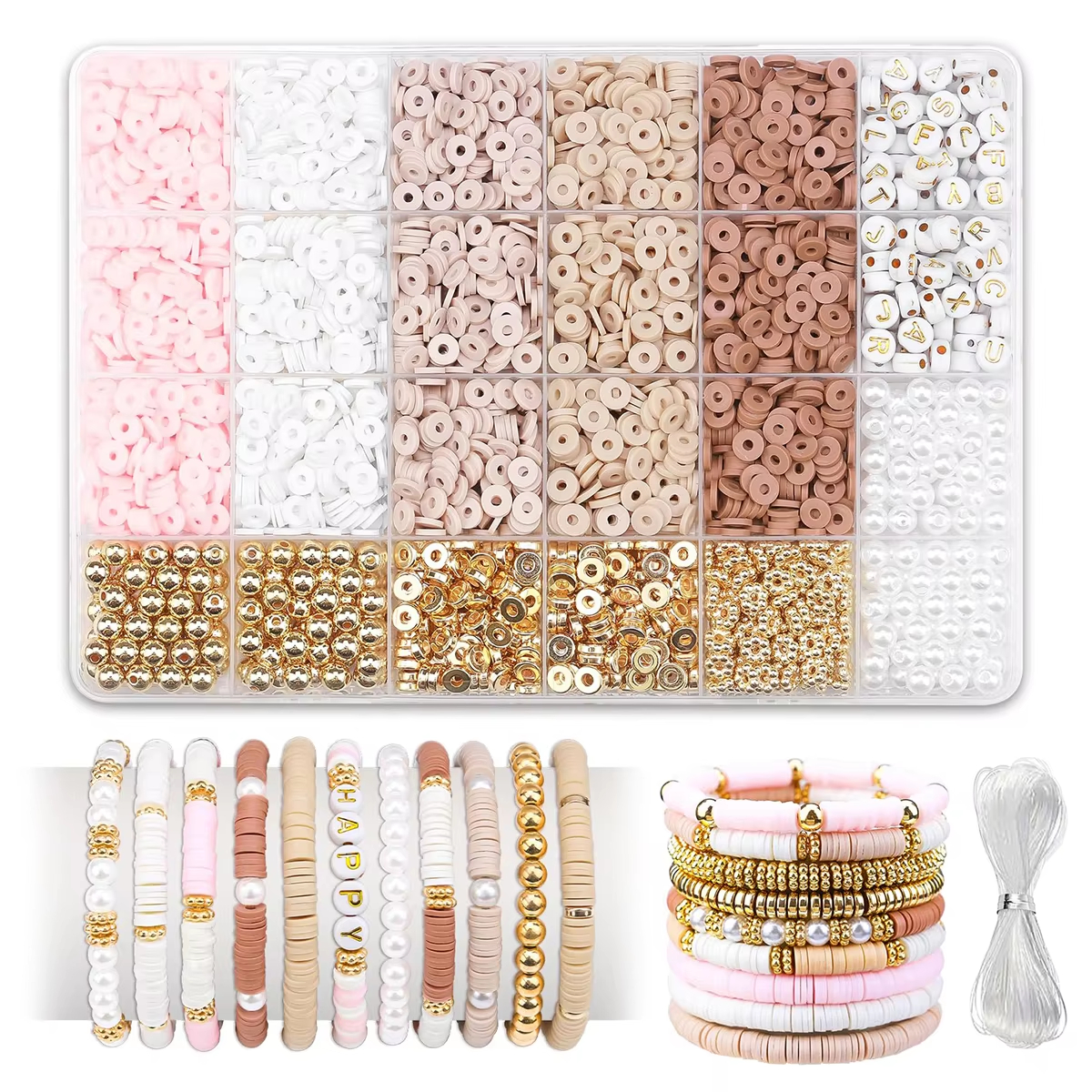 Jewelry Making In Clay - 1970pcs light pink clay bead spacer