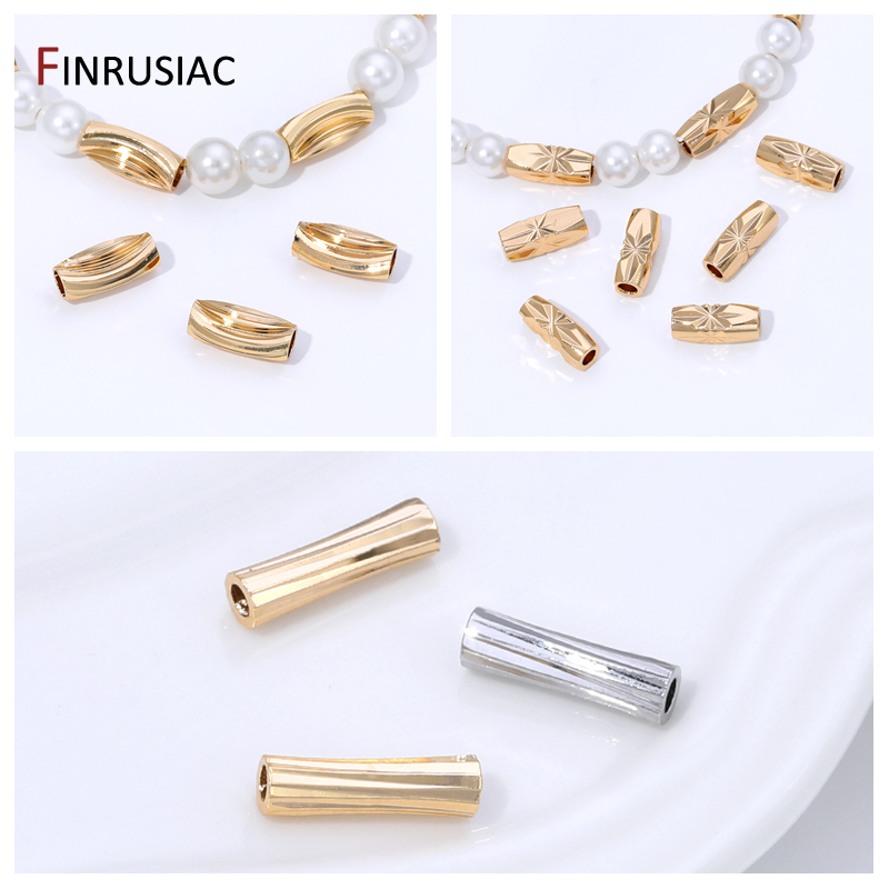 Crimp Bead Tube - 14K Gold Plated Brass Stripe Tube
