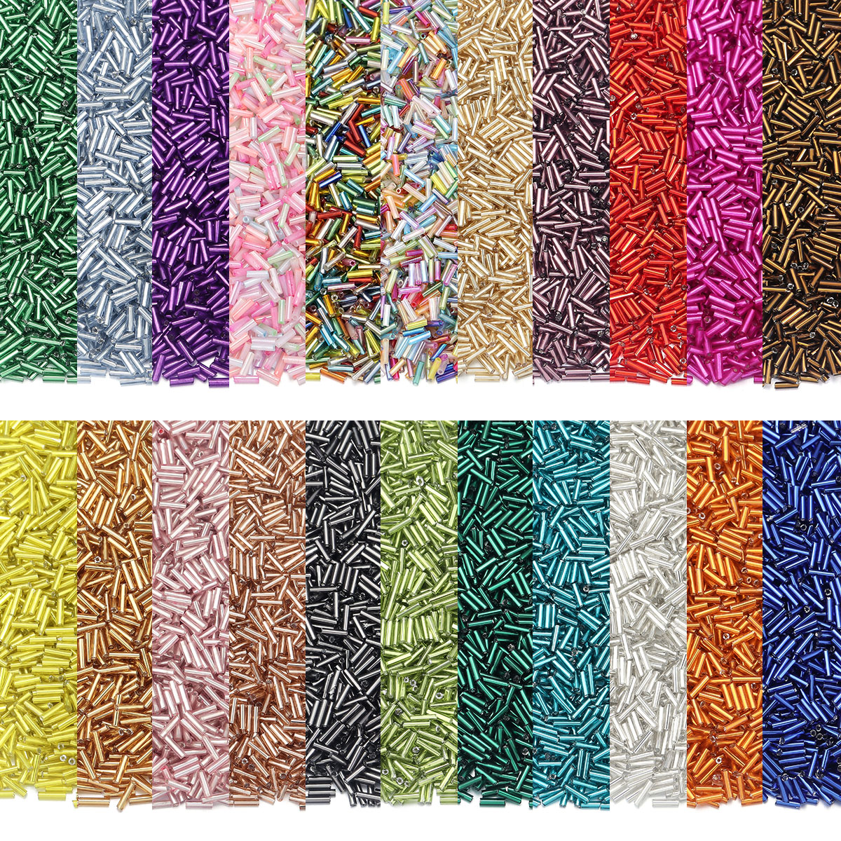 Crimp Bead Tube - 225pcs/lot Glass Seed Beads Colored Long