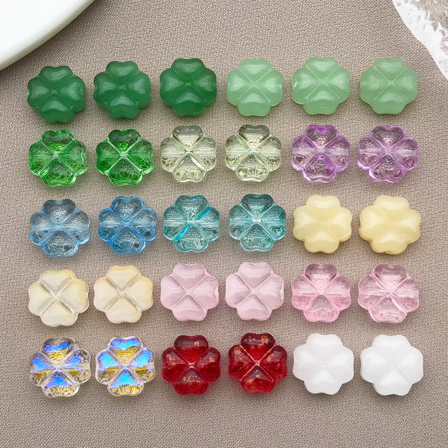 Jewelry Making For Couples - 30pcs 10mm Glass Four Leaf Flower