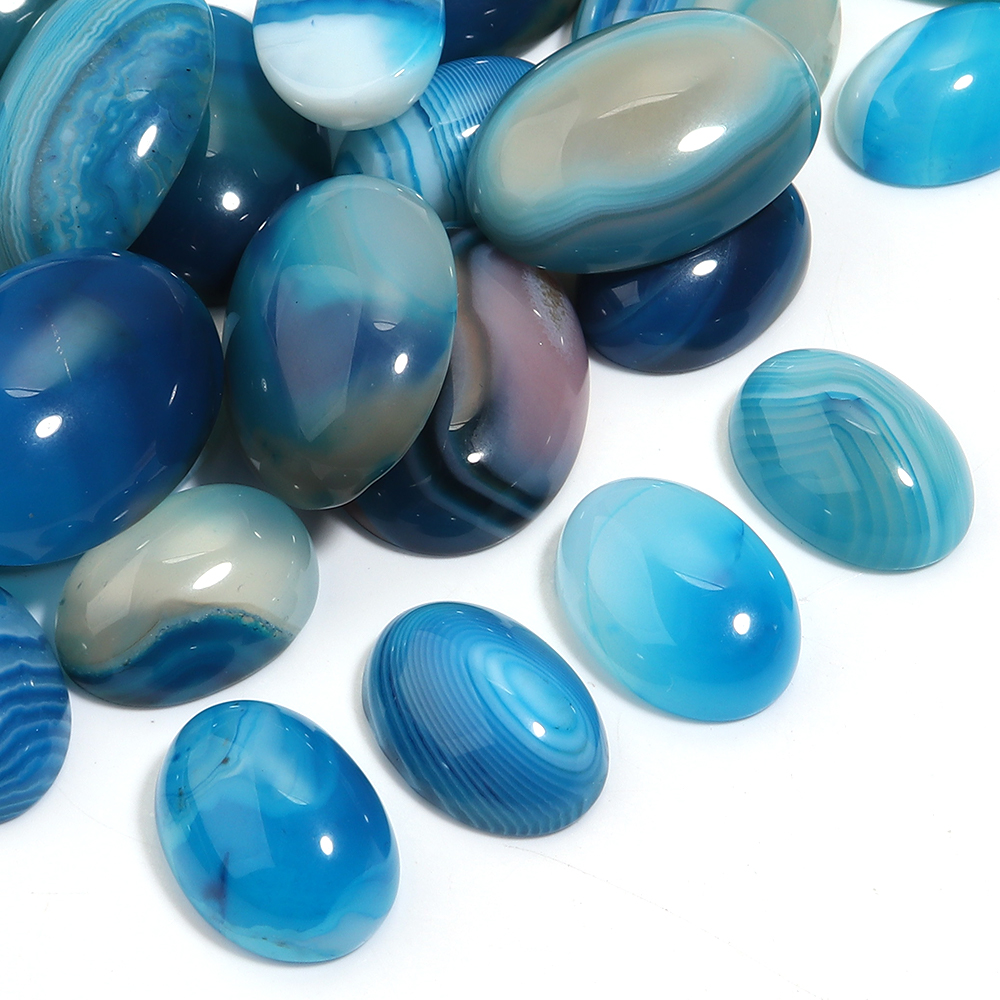 Jewelry Making Ring Tool - 5pcs Natural Stone Cabochon Blue Stripe