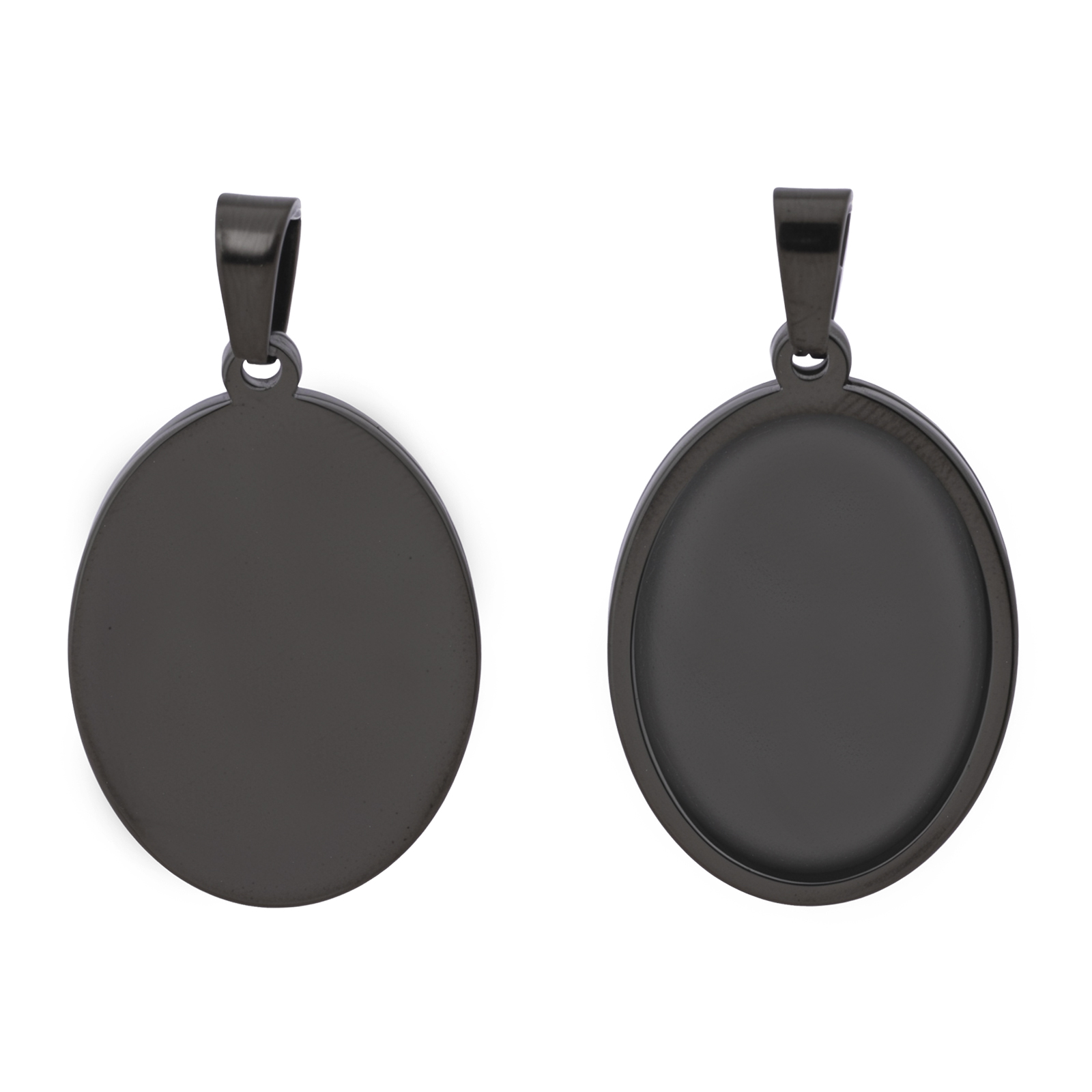 5pcs Stainless Steel Black Ova - Jewelry Making Tray avaliação e preço