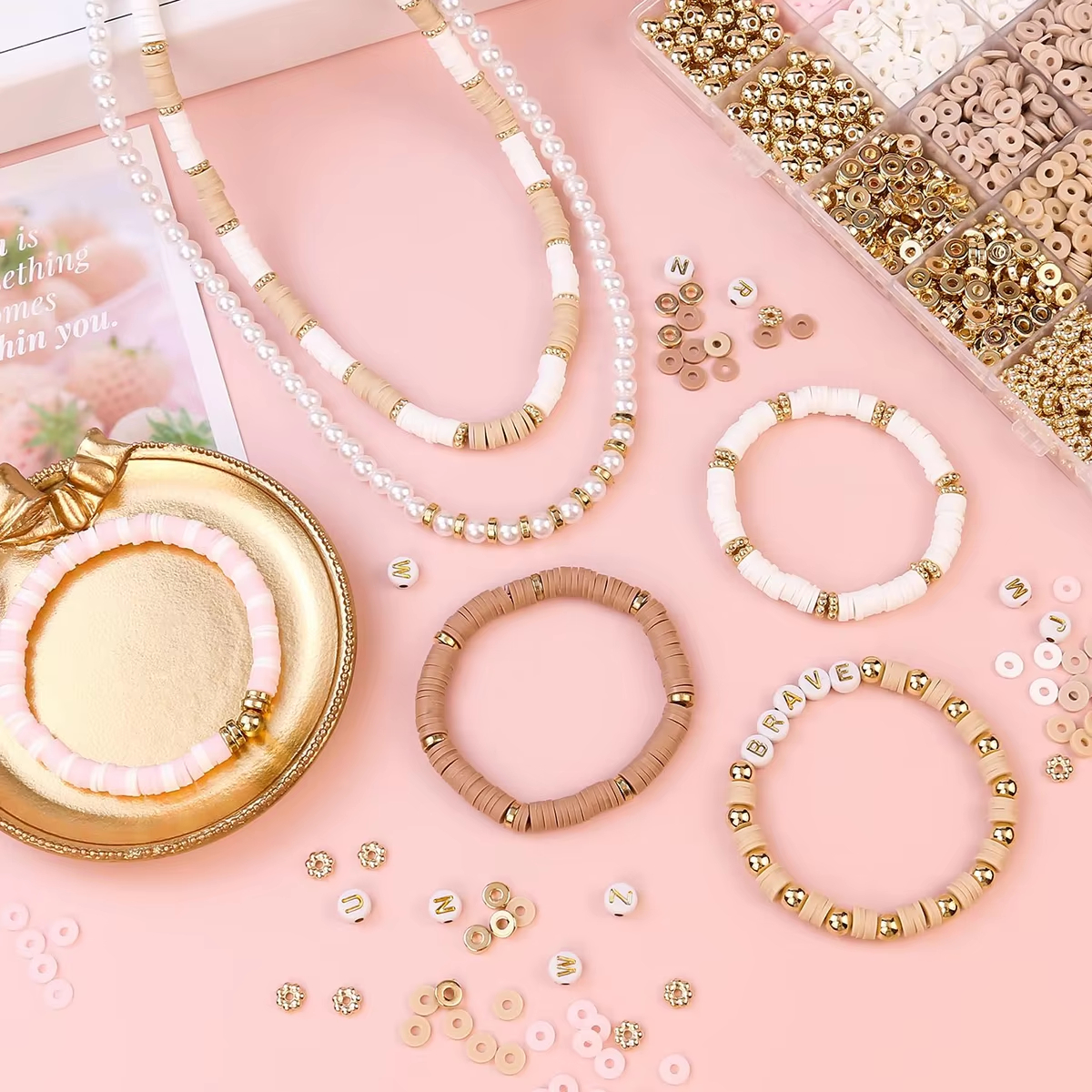 1970pcs light pink clay bead s - Jewelry Making In Clay avaliação e preço