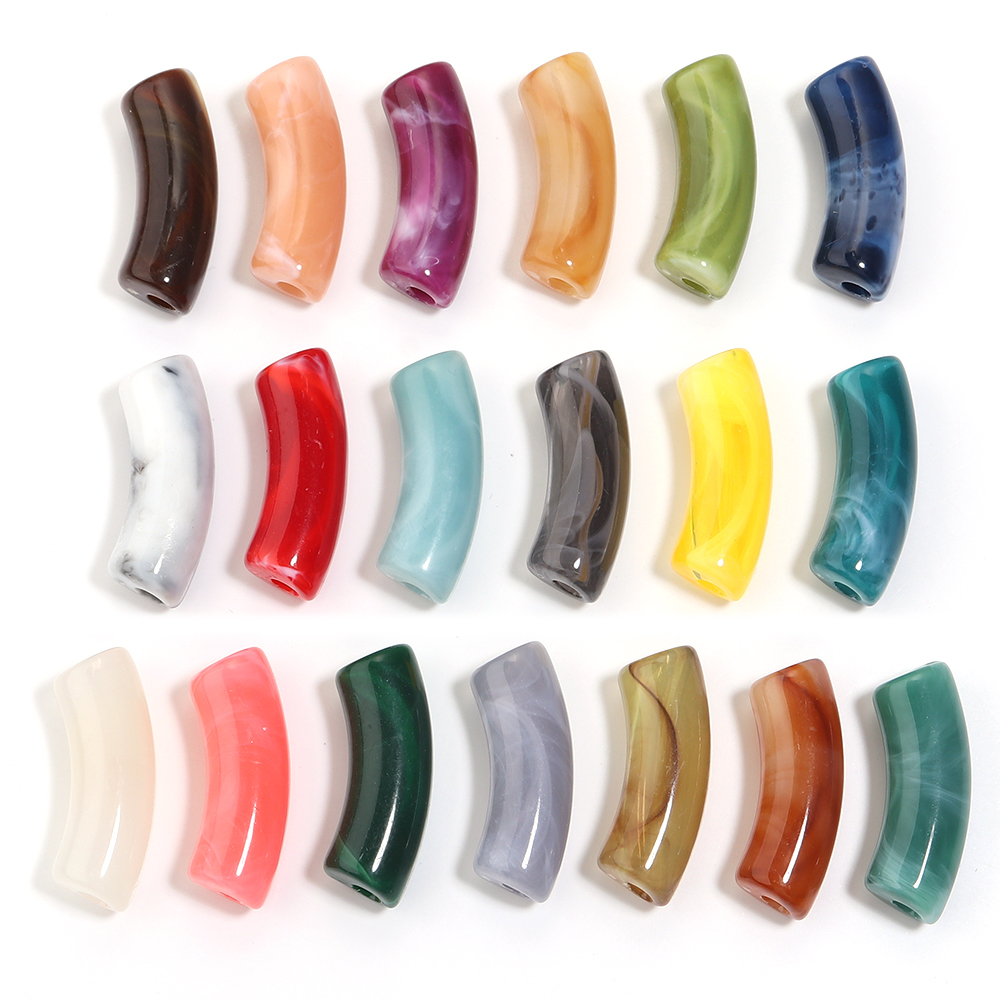 20pcs/lot 35x11mm Acrylic Curv - Crimp Bead Tube avaliação e preço