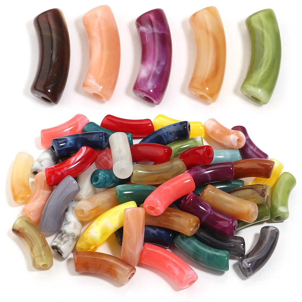 20pcs/lot 35x11mm Acrylic Curv - Crimp Bead Tube avaliação e preço