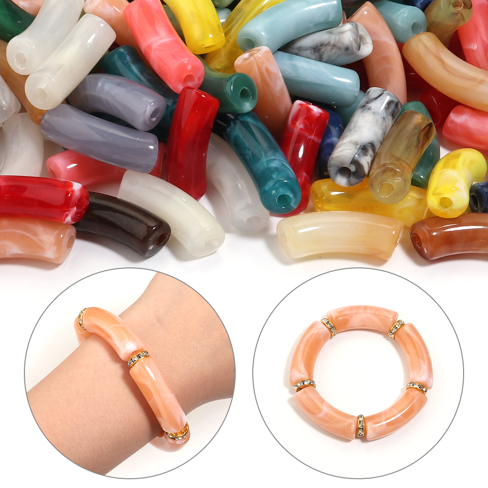 20pcs/lot 35x11mm Acrylic Curv - Crimp Bead Tube avaliação e preço