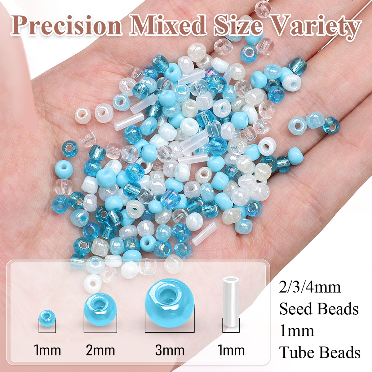 24 Grid Mixed Size Glass Seed  - Crimp Bead Tube avaliação e preço
