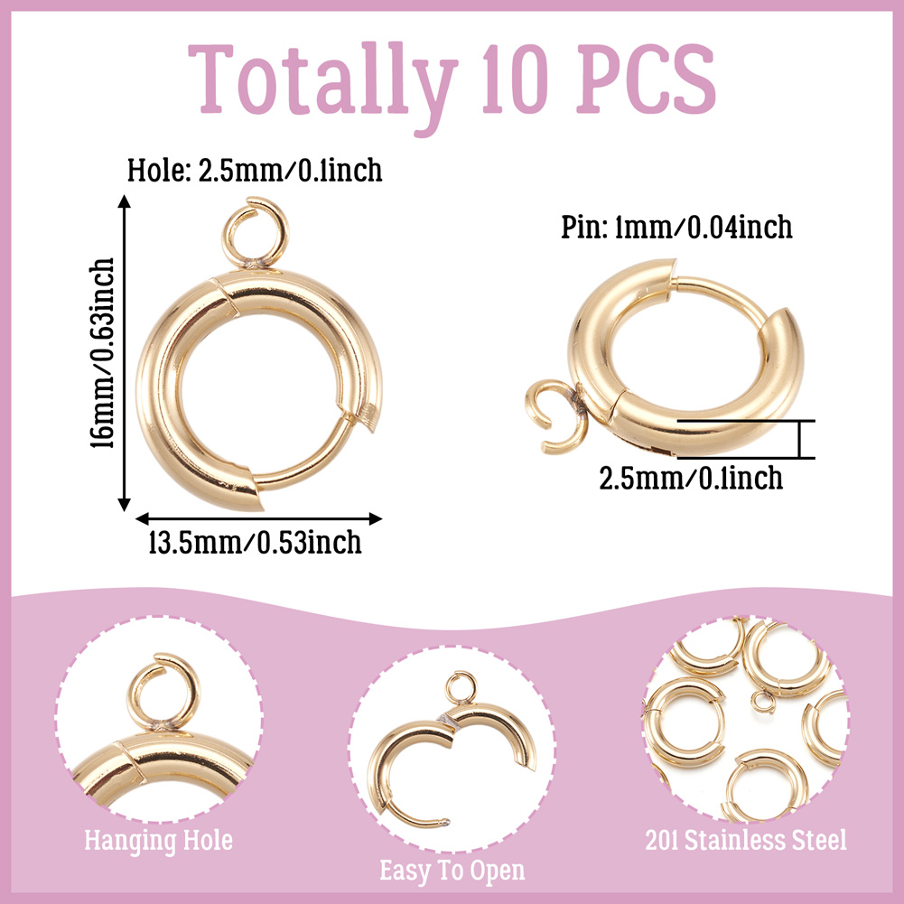 10pcs 201 Stainless Steel Hugg - Jewelry Making Hoops avaliação e preço