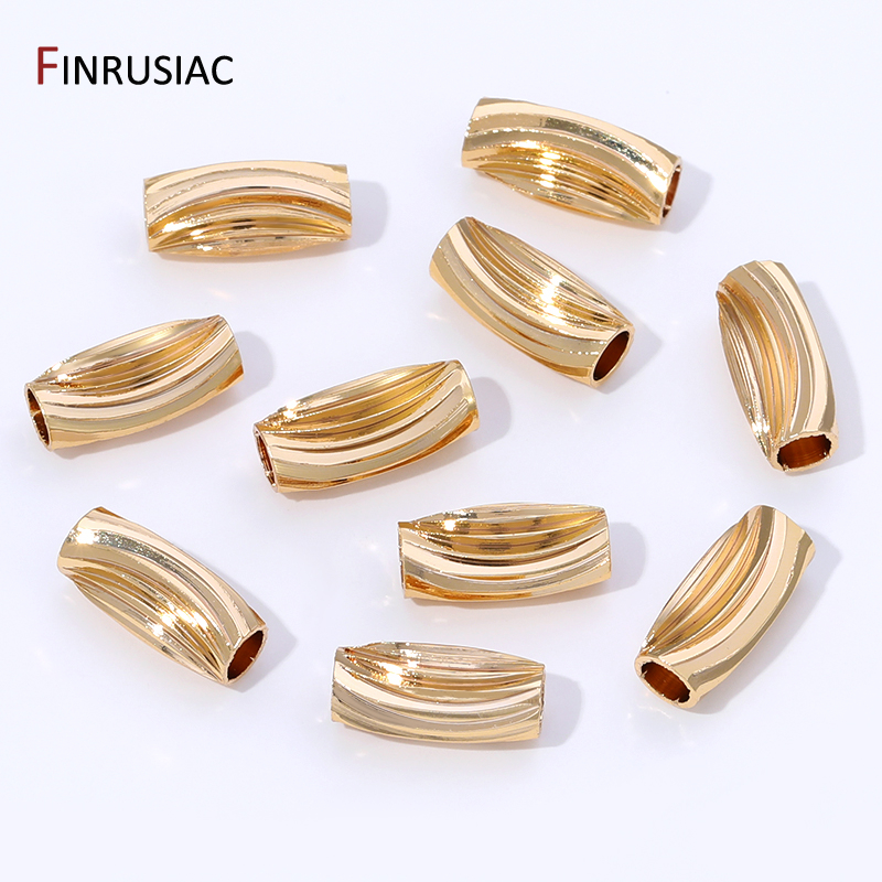 14K Gold Plated Brass Stripe T - Crimp Bead Tube avaliação e preço
