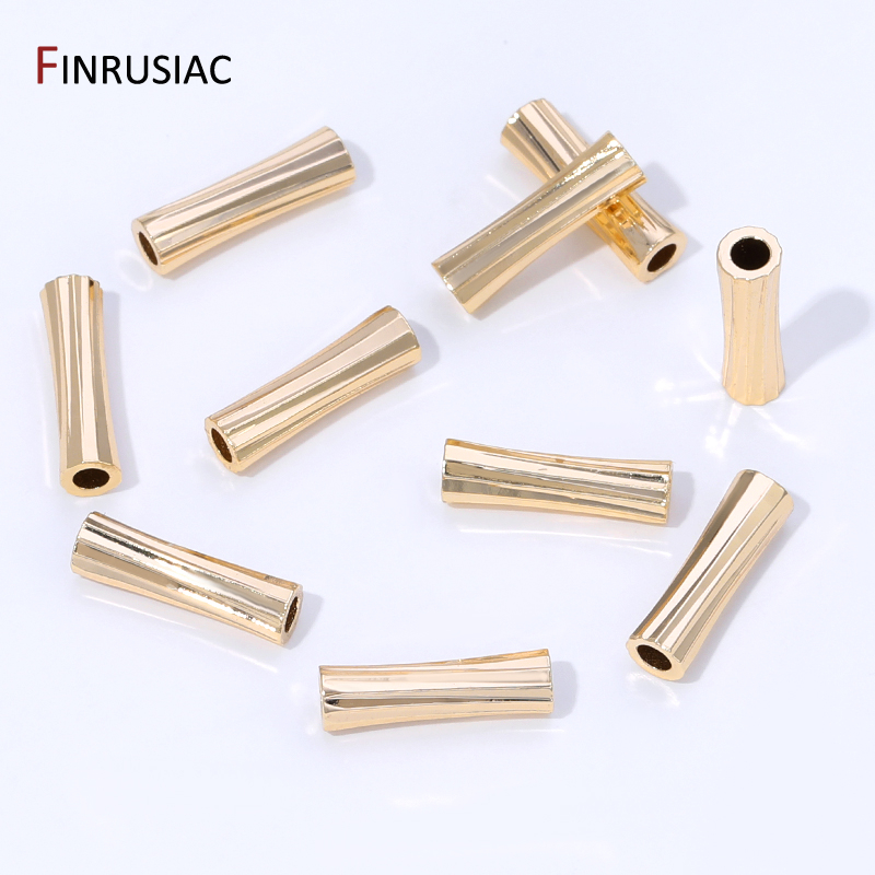 14K Gold Plated Brass Stripe T - Crimp Bead Tube avaliação e preço