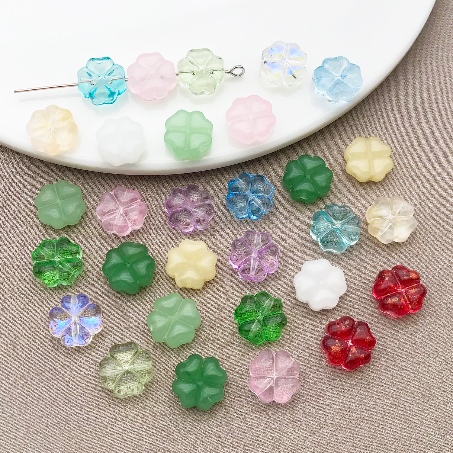 30pcs 10mm Glass Four Leaf Flo - Jewelry Making For Couples avaliação e preço