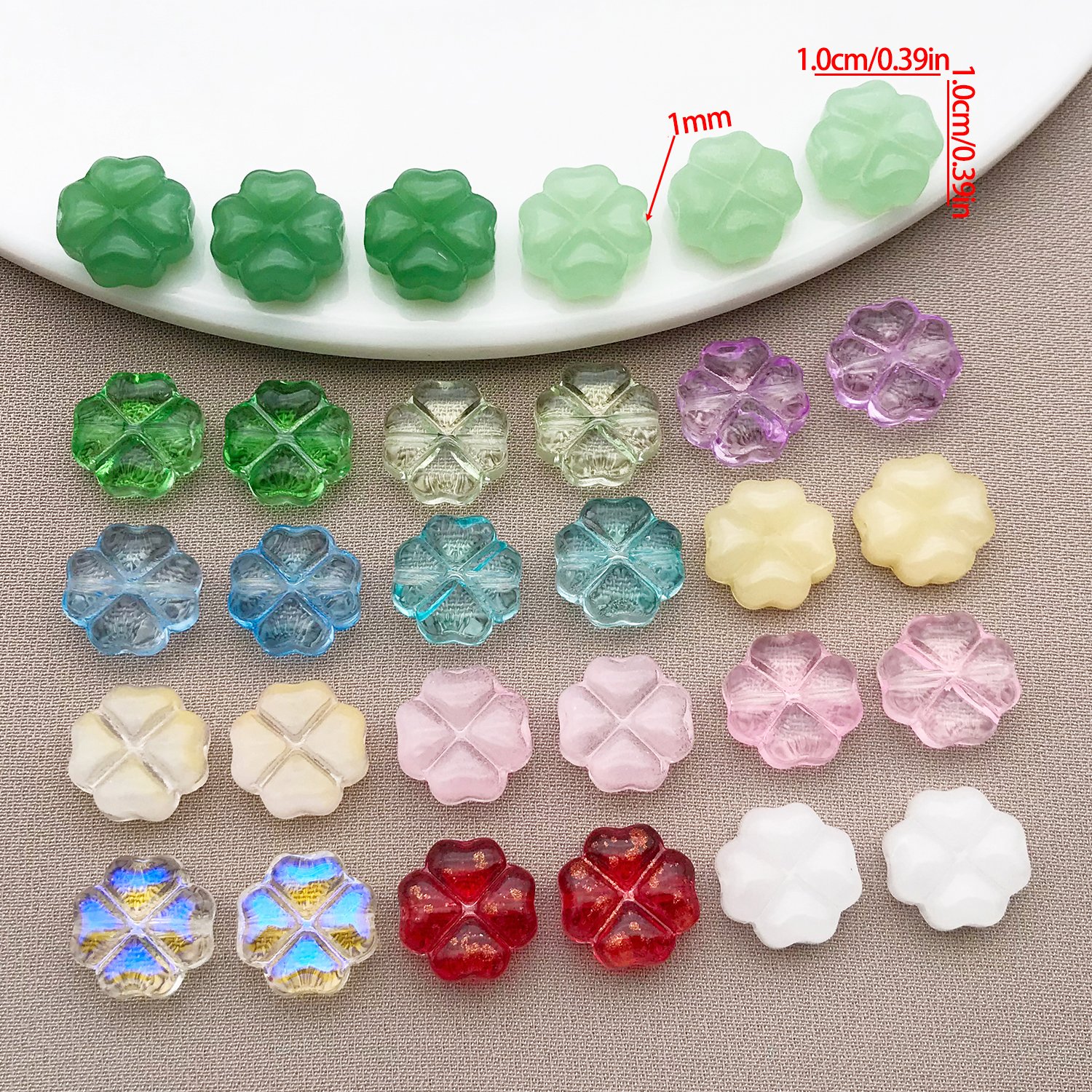 30pcs 10mm Glass Four Leaf Flo - Jewelry Making For Couples avaliação e preço