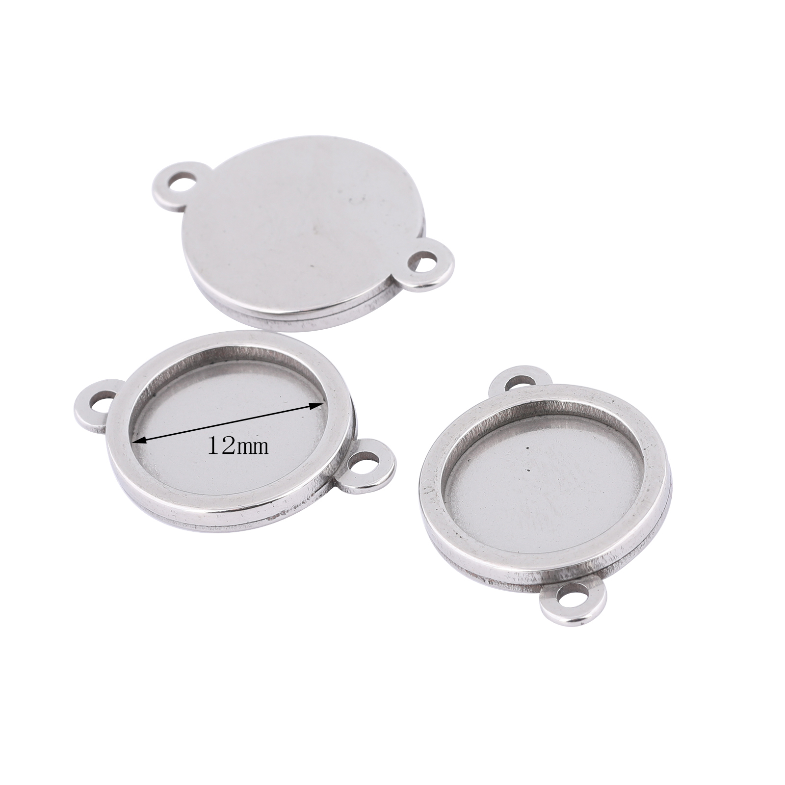 10pcs Stainless Steel 12mm Cab - Jewelry Making Tray avaliação e preço