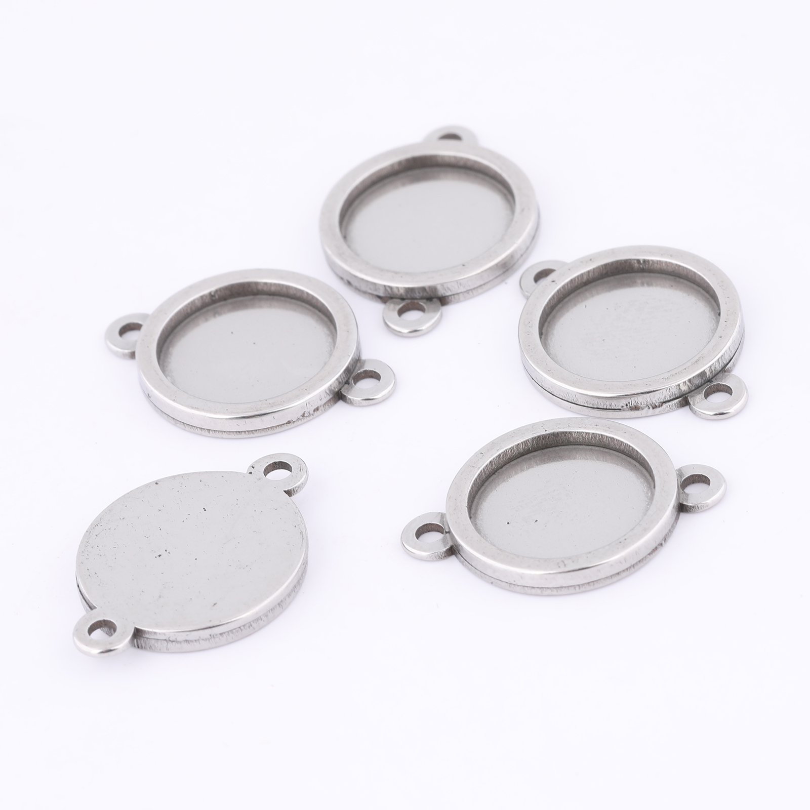 10pcs Stainless Steel 12mm Cab - Jewelry Making Tray avaliação e preço
