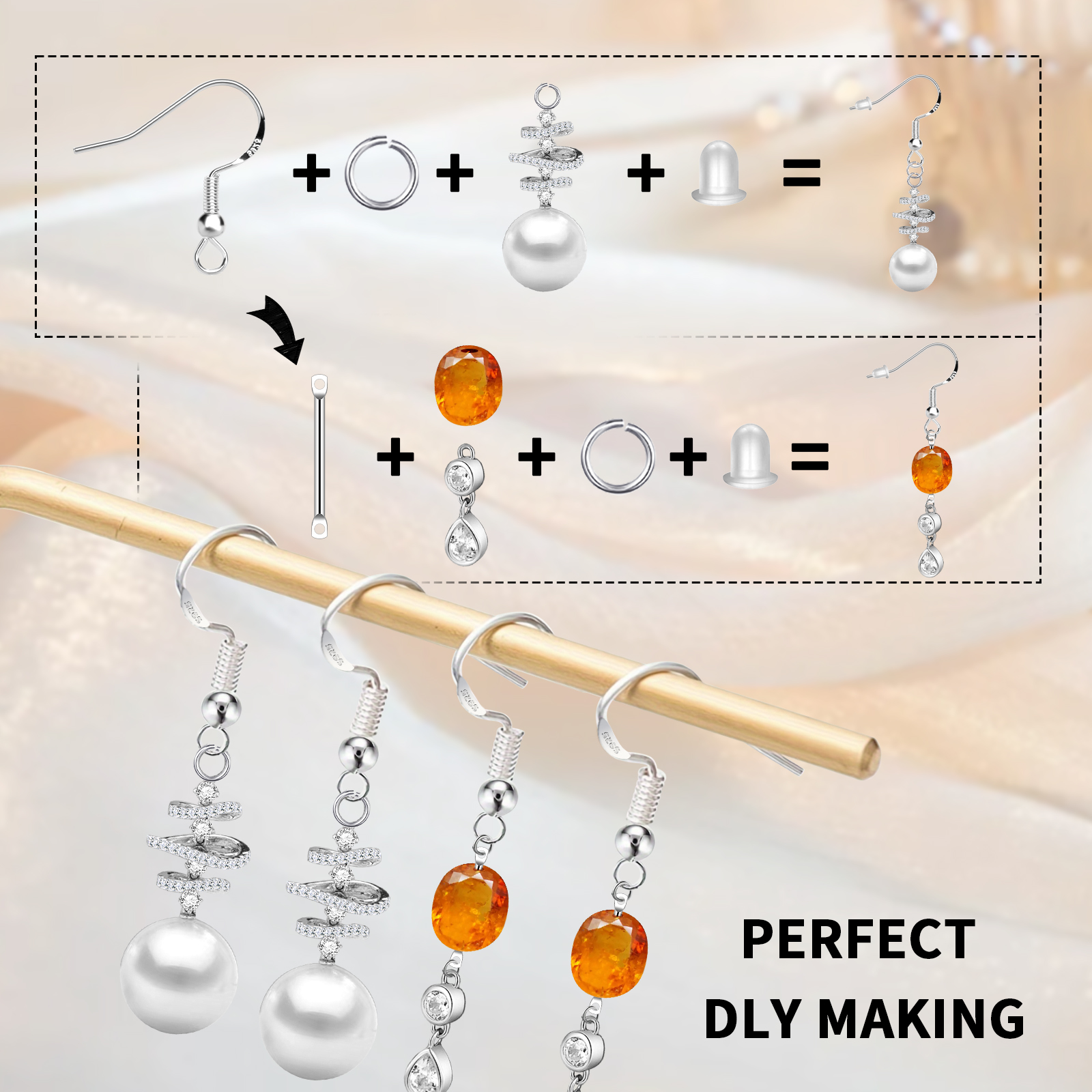 925 Silver/Gold Plated Earring - Jewelry Making Gold avaliação e preço