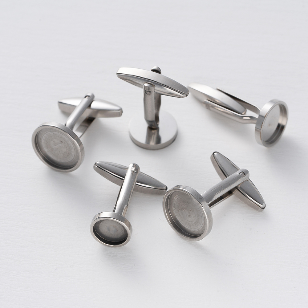 5Pcs Stainless Steel Cufflinks - Jewelry Making Tray avaliação e preço