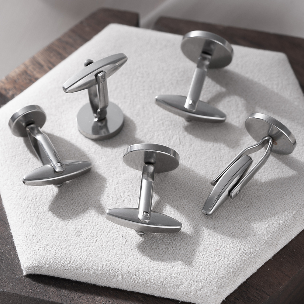 5Pcs Stainless Steel Cufflinks - Jewelry Making Tray avaliação e preço