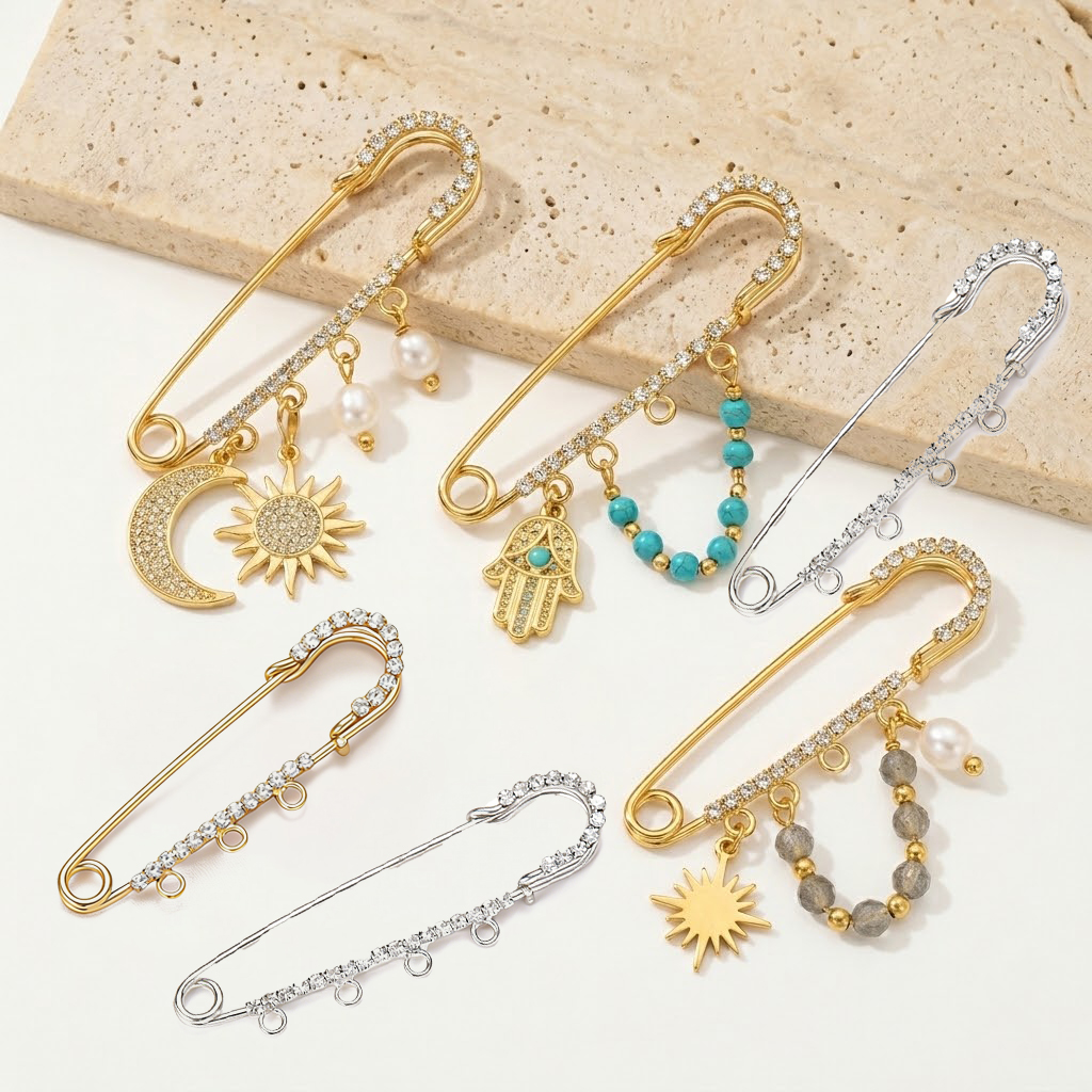 5pcs Rhinestone Charms Safety  - Jewelry Making Ring Tool avaliação e preço