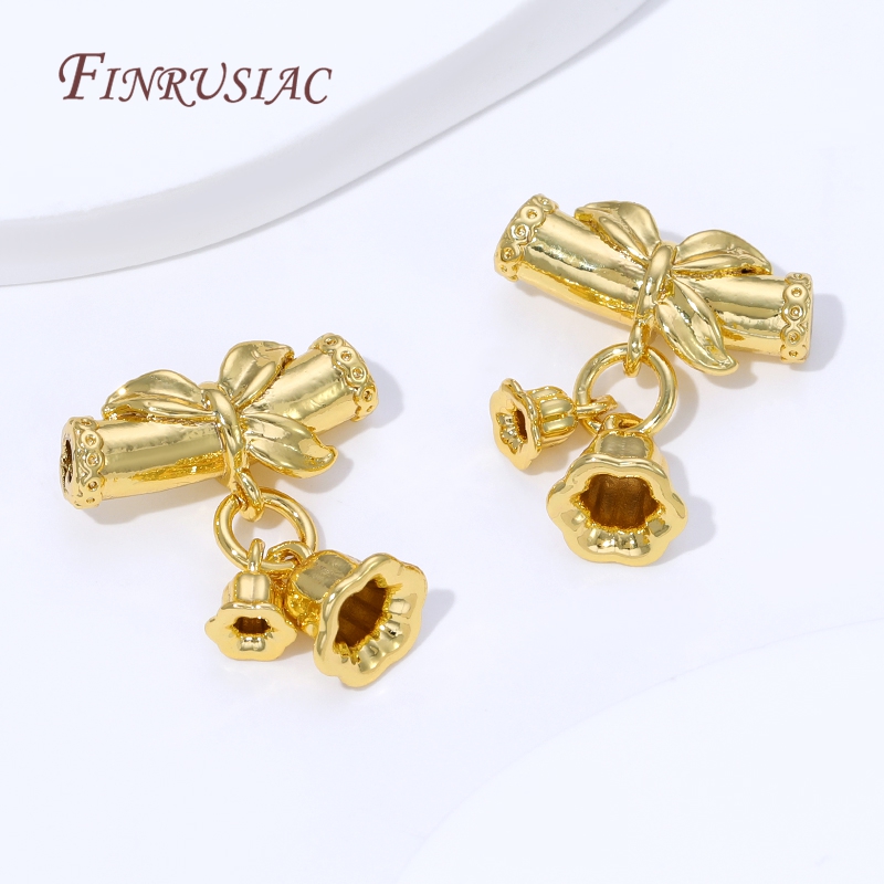 2/4/8Pcs 18K Gold Plated Bail  - Crimp Bead Tube avaliação e preço