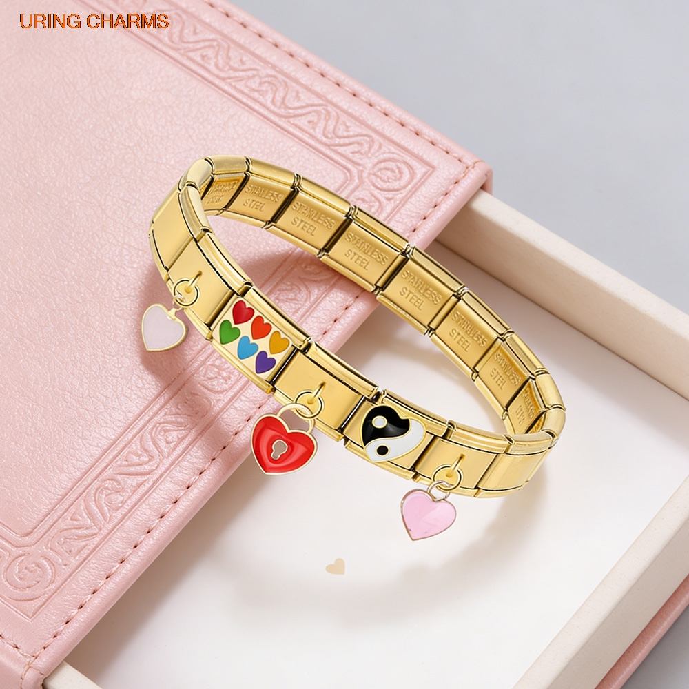 URING Elastic Charm Gold Color - Jewelry Making For Couples avaliação e preço