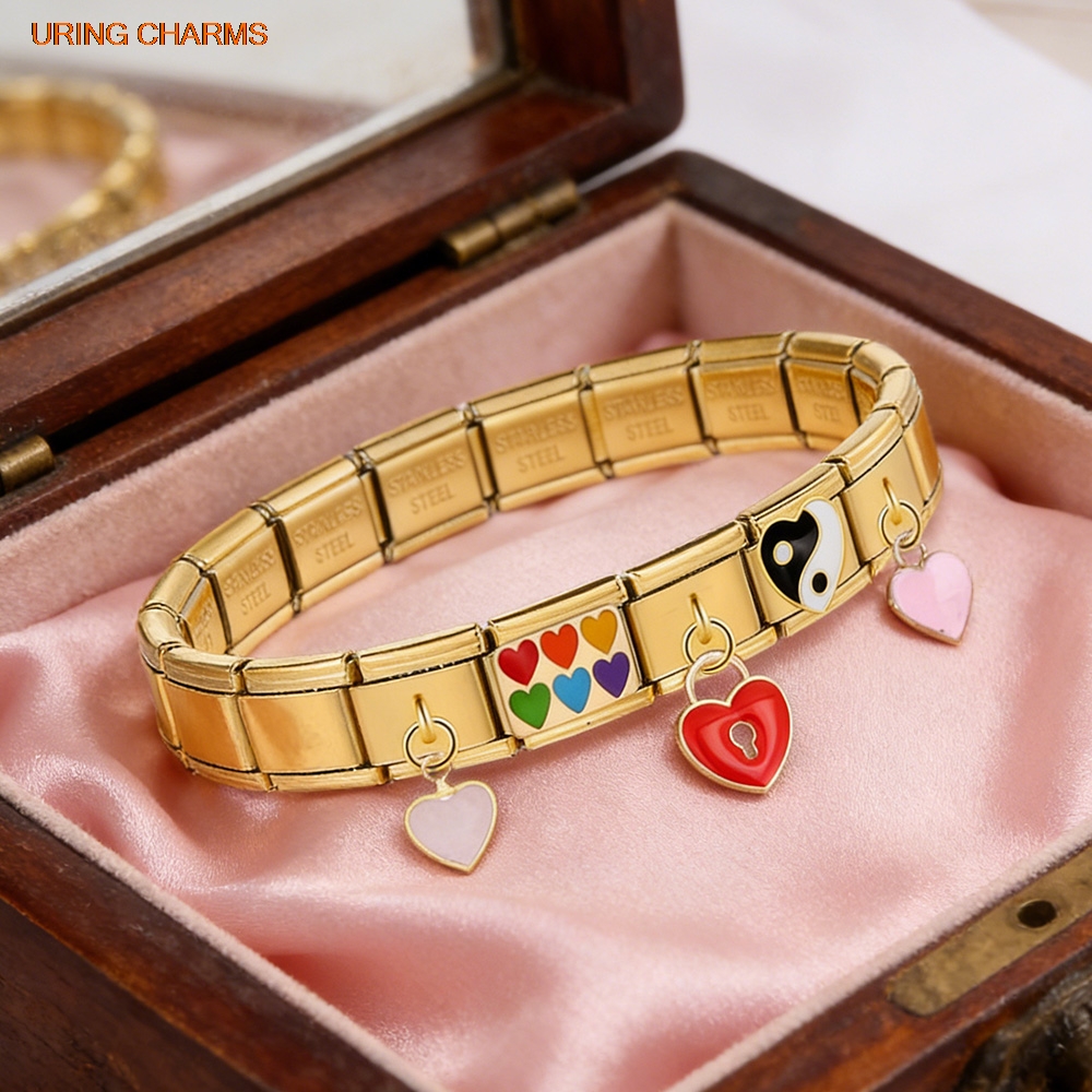 URING Elastic Charm Gold Color - Jewelry Making For Couples avaliação e preço