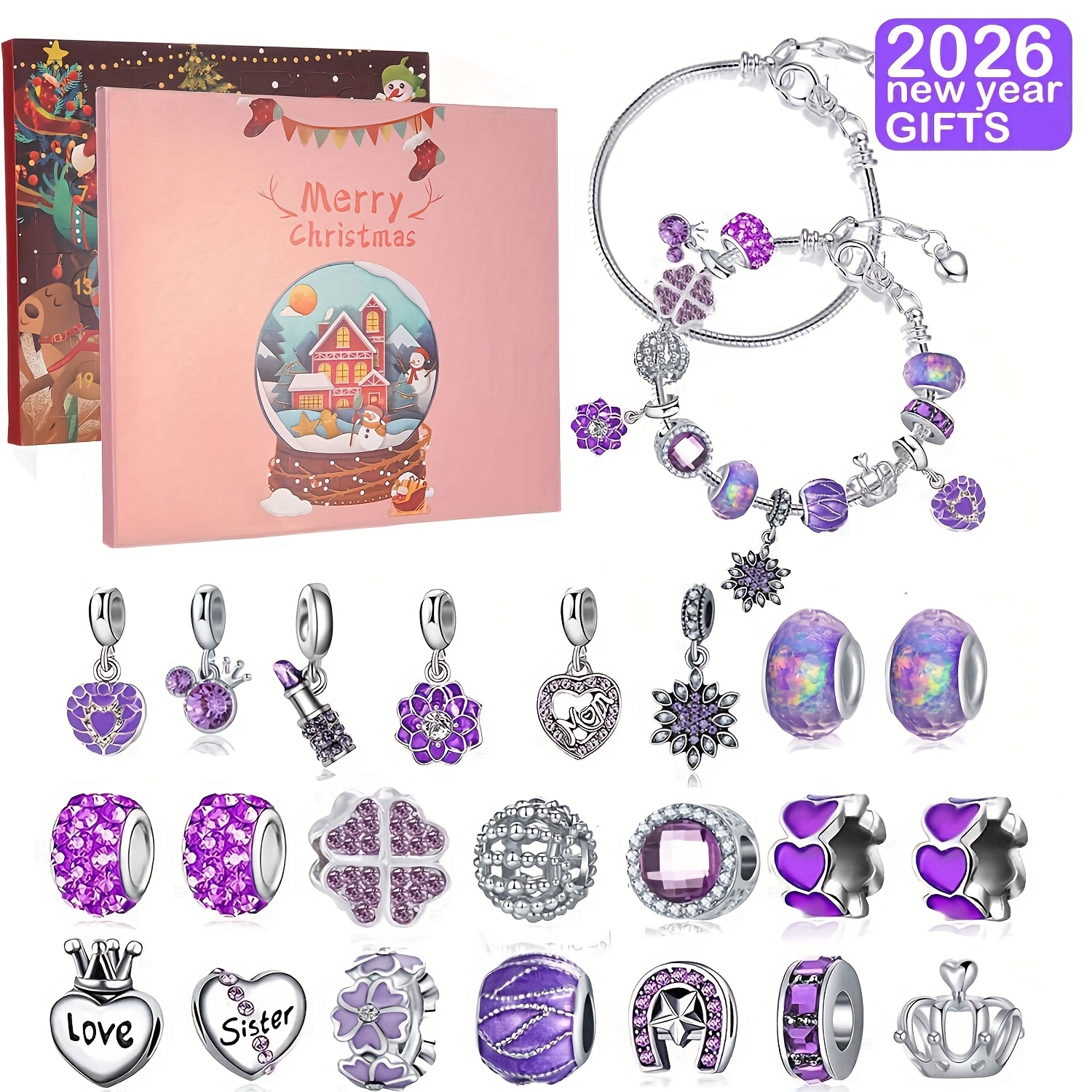 Christmas purple beads DIY jew - Jewelry Making Diy Kit avaliação e preço