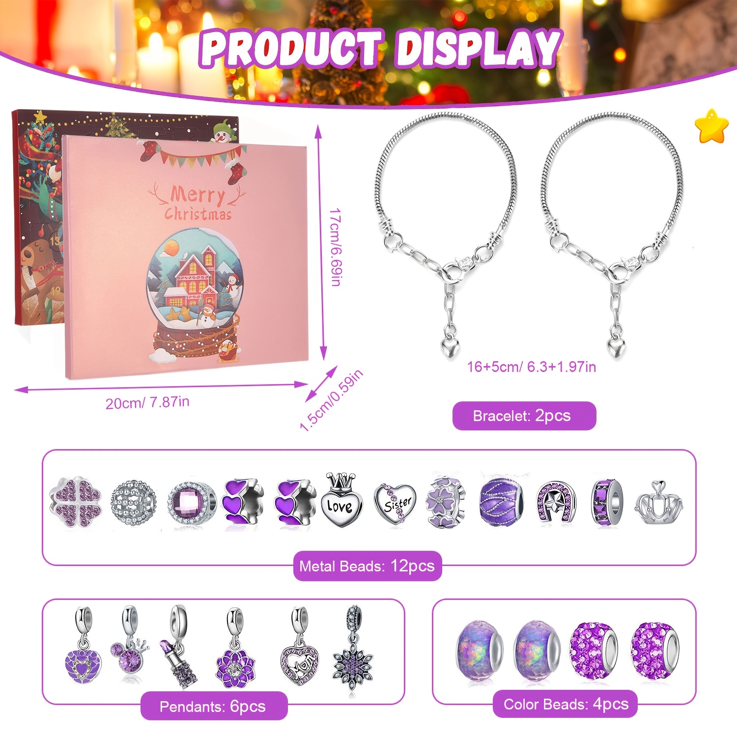 Christmas purple beads DIY jew - Jewelry Making Diy Kit avaliação e preço