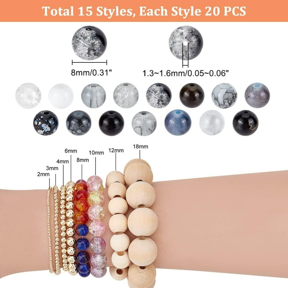 300pcs 8mm Black Glass Beads 1 - Jewelry Making Diy Kit avaliação e preço