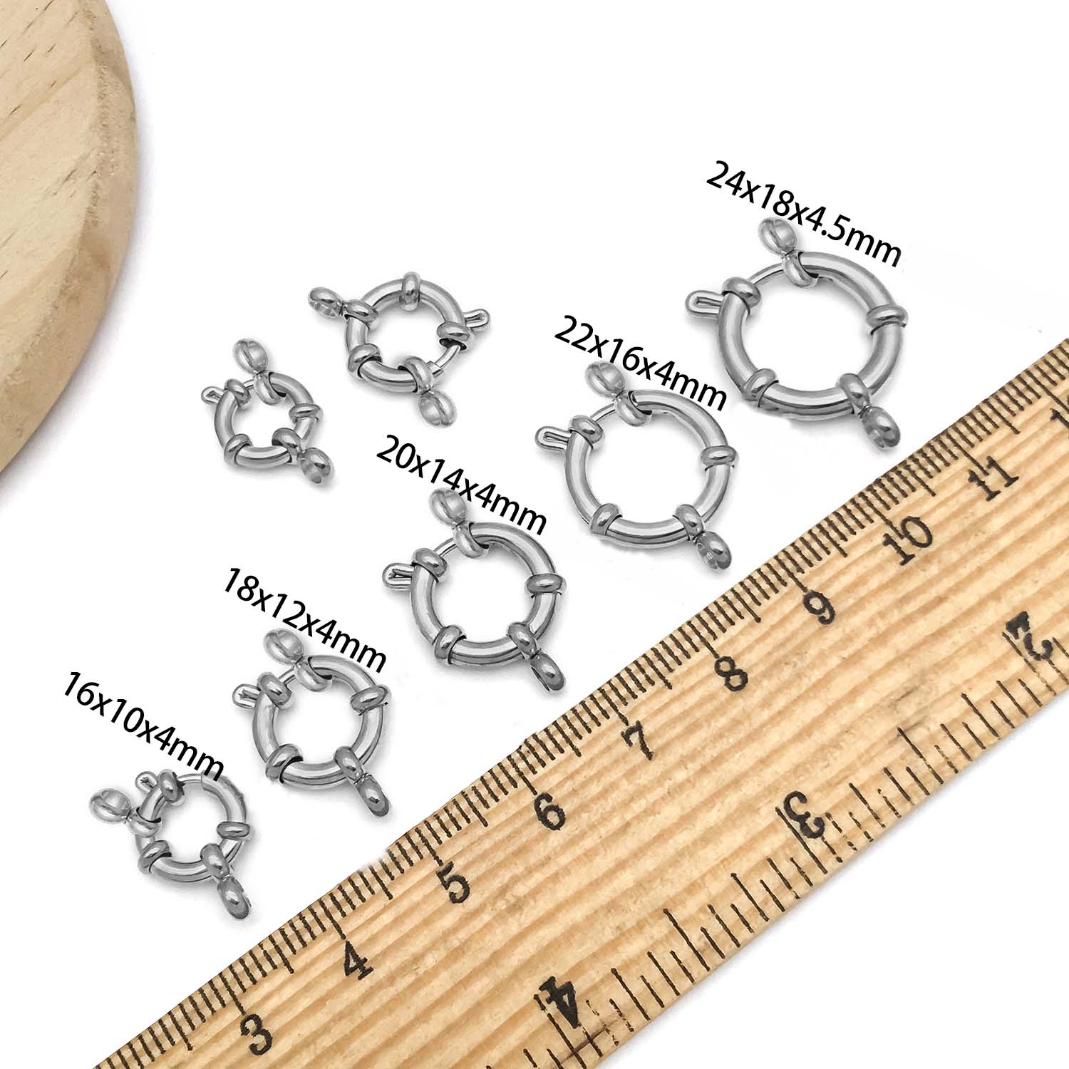 2pcs Stainless Steel Round Cla - Jewelry Making Accessories avaliação e preço