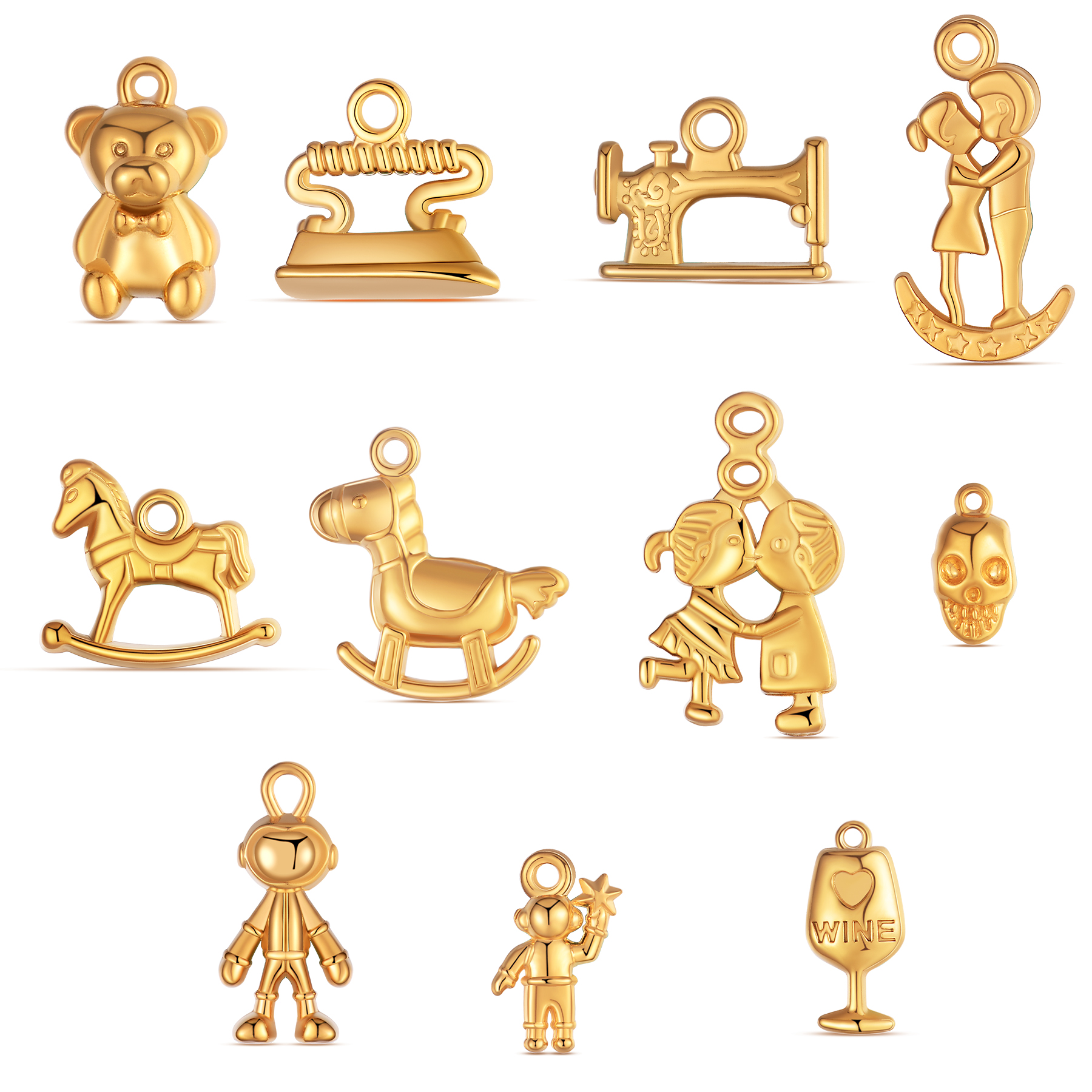 2Pcs Stainless Steel Bear Rock - Jewelry Making For Couples avaliação e preço