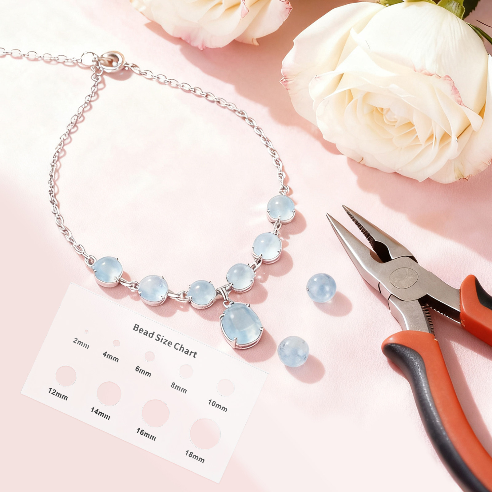 Bead Sizing Ruler Acrylic Bead - Jewelry Making Guide avaliação e preço