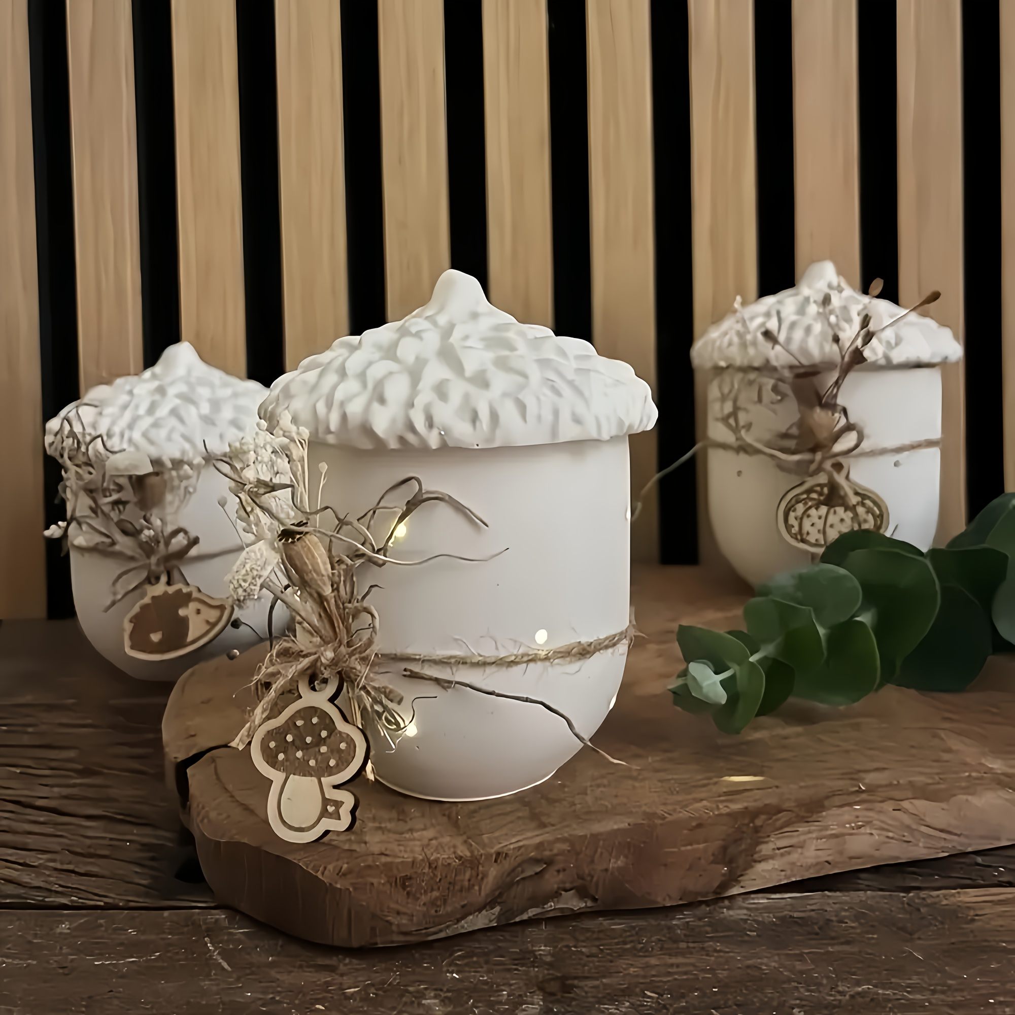 1pc Acorn and Pinecone Jar Sil - Jewelry Making In Clay avaliação e preço